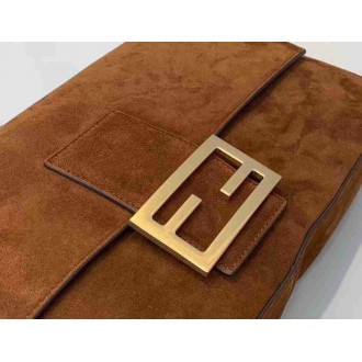 Fendi Medium Baguette Bag In Brown Suede Leather