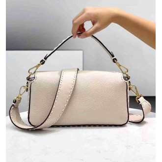 Fendi Medium Baguette Bag In White Grain Leather