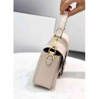 Fendi Medium Baguette Bag In White Grain Leather