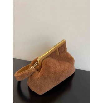 Fendi Medium First Bag In Brown Wool Sheepskin