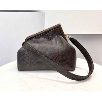 Fendi Medium First Bag In Dark Brown Python Leather