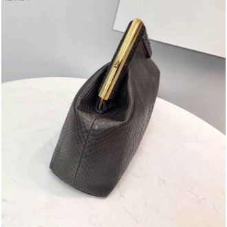 Fendi Medium First Bag In Dark Brown Python Leather
