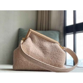 Fendi Medium First Bag In Pink Wool Sheepskin