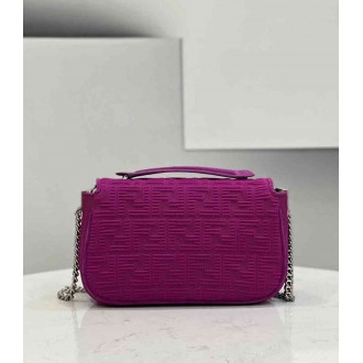 Fendi Midi Baguette Chain Bag In Fuchsia FF Fabric