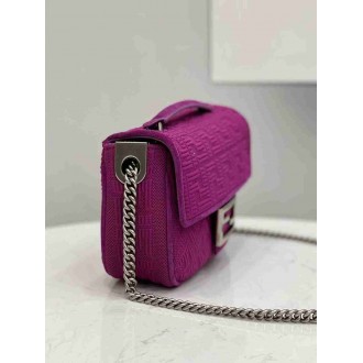 Fendi Midi Baguette Chain Bag In Fuchsia FF Fabric