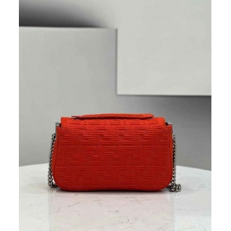 Fendi Midi Baguette Chain Bag In Piment FF Fabric
