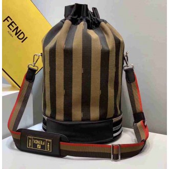 Fendi Mon Tresor Drawstring Bag In Pequin Striped Fabric