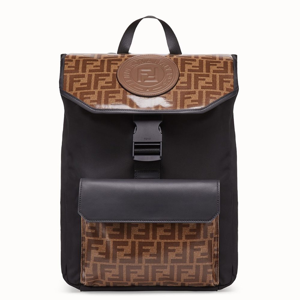 Fendi Nylon Backpack With Glazed Fabric With FF Motif