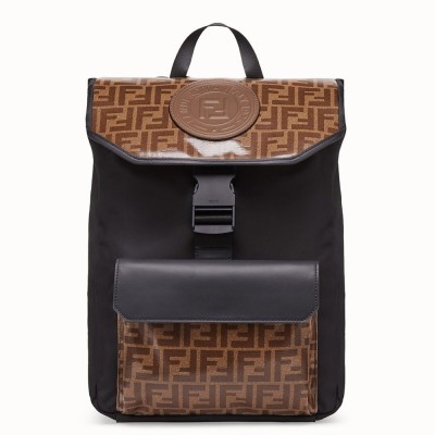 Fendi Nylon Backpack With Glazed Fabric With FF Motif