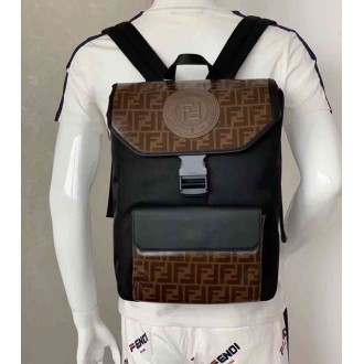 Fendi Nylon Backpack With Glazed Fabric With FF Motif