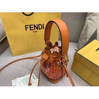 Fendi Orange Mon Tresor Mini Bucket Bag In Transparent PU