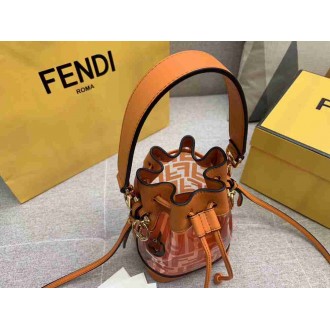 Fendi Orange Mon Tresor Mini Bucket Bag In Transparent PU