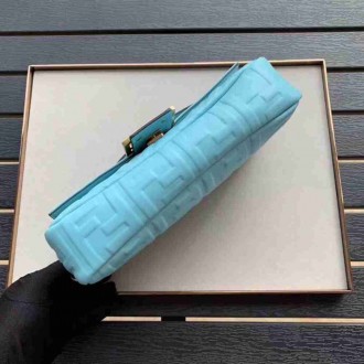 Fendi Pale Blue FF Motif Medium Baguette Bag