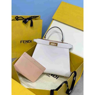 Fendi Peekaboo ISeeU Medium Bag In White Leather