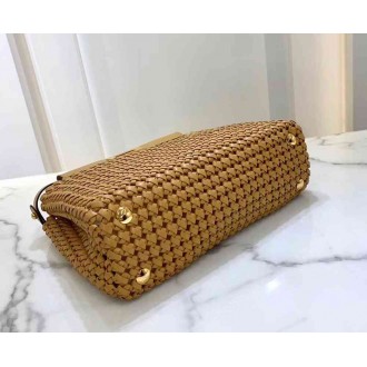 Fendi Peekaboo Medium Bag In Beige Interlace Leather