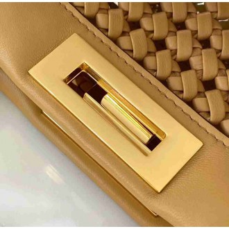 Fendi Peekaboo Medium Bag In Beige Interlace Leather