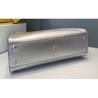 Fendi Peekaboo Medium Bag In Silver Metallic Lambskin