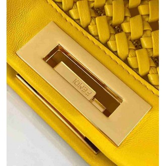 Fendi Peekaboo Medium Bag In Yellow Interlace Leather