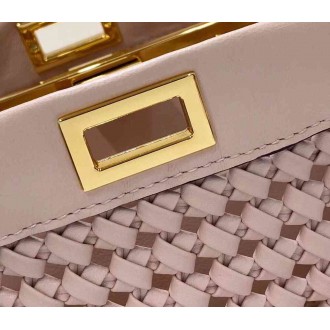 Fendi Peekaboo Mini Bag In Pink Interlace Leather