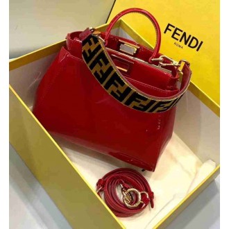 Fendi Peekaboo Mini Bag In Red Patent Calfskin