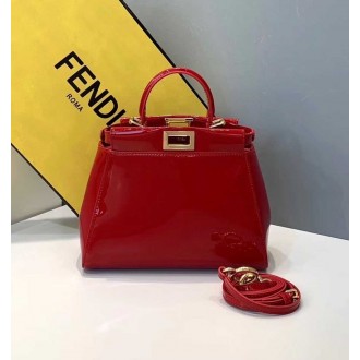 Fendi Peekaboo Mini Bag In Red Patent Calfskin