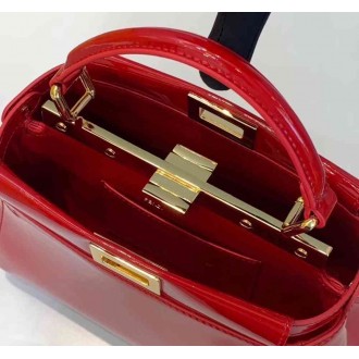 Fendi Peekaboo Mini Bag In Red Patent Calfskin