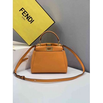Fendi Peekaboo Mini Pocket Bag In Orange Calfskin