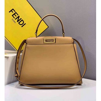 Fendi Peekaboo Pocket Medium Bag In Beige Calfskin