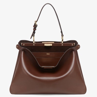 Fendi Peekaboo Soft Large Bag in Dark Brown Calfskin