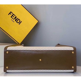 Fendi Peekaboo X Lite Large Bag In White Perforated Leather