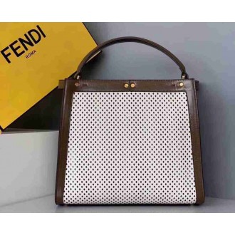 Fendi Peekaboo X Lite Medium Bag In White Perforated Leather