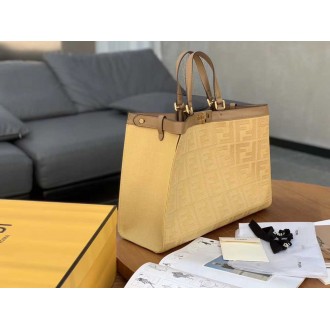 Fendi Peekaboo X Tote In Beige Canvas with FF Motif