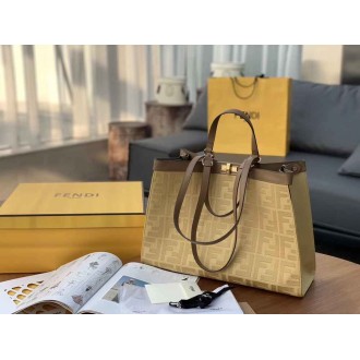 Fendi Peekaboo X Tote In Beige Canvas with FF Motif
