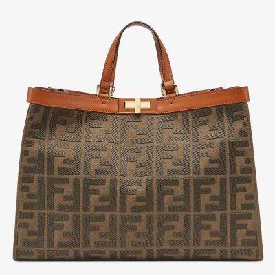 Fendi Peekaboo X Tote In Green Canvas with FF Motif