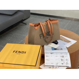Fendi Peekaboo X-Tote Large Shopper In Green Canvas