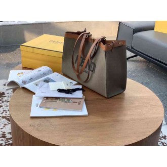 Fendi Peekaboo X-Tote Large Shopper In Green Canvas