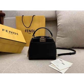 Fendi Peekaboo XS Bag With Star Studs In Black Nappa Leather