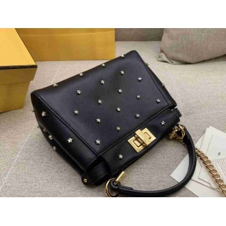 Fendi Peekaboo XS Bag With Star Studs In Black Nappa Leather