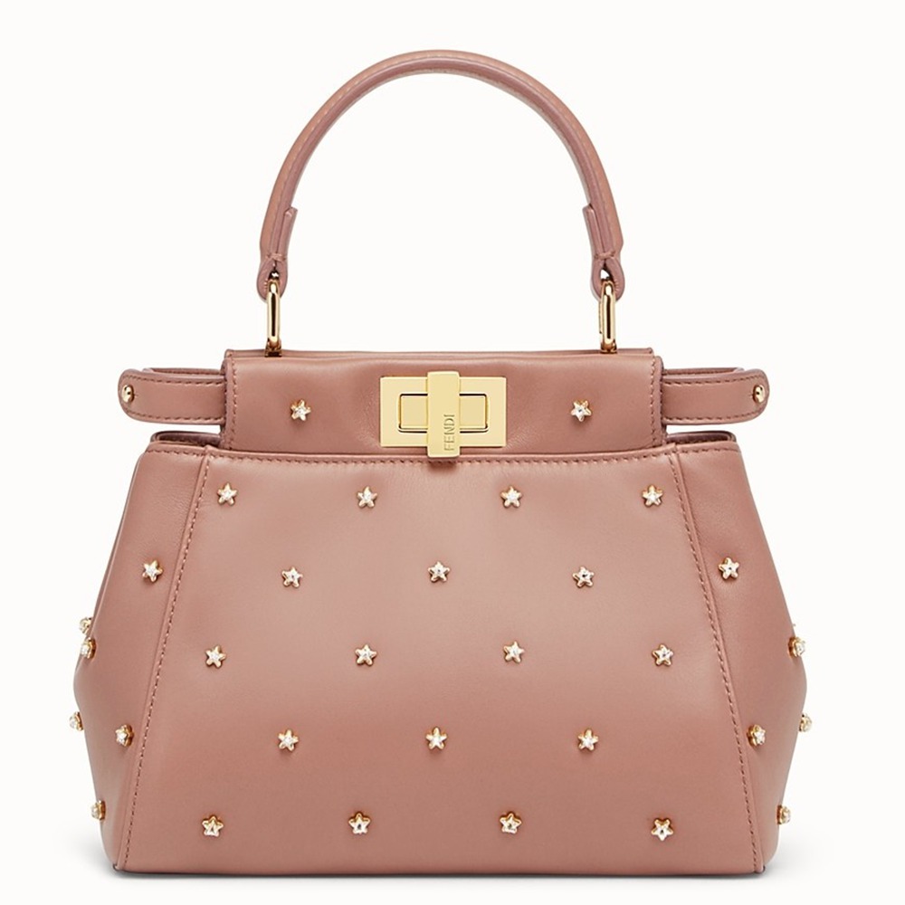 Fendi Peekaboo XS Bag With Star Studs In Black Nappa Leather