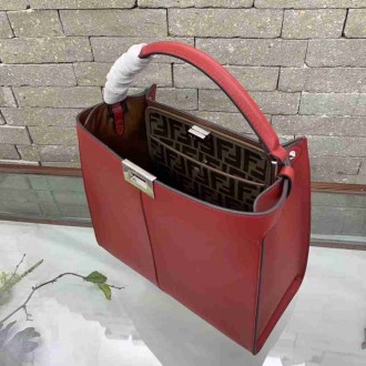 Fendi Red Peekaboo X Lite Regular Bag