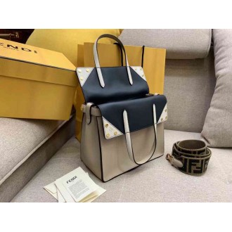 Fendi Regular Flip Tote Bag In Beige Calfskin