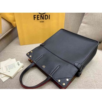 Fendi Regular Flip Tote Bag In Black Calfskin