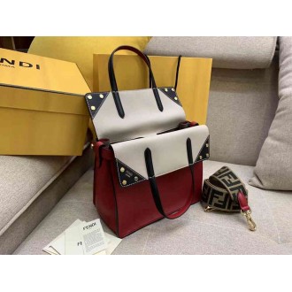 Fendi Regular Flip Tote Bag In Red Calfskin