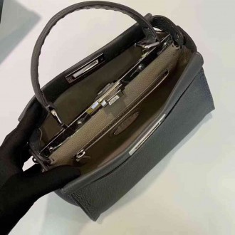 Fendi Selleria Peekaboo Medium Bag In Grey Roman Leather