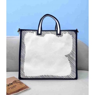 Fendi Shopper Bag In White Glazed Canvas