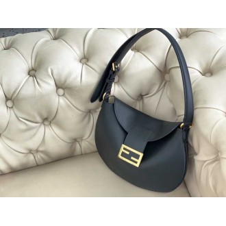 Fendi Small Croissant Hobo Bag In Black Leather