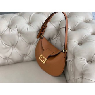 Fendi Small Croissant Hobo Bag In Brown Leather
