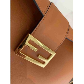 Fendi Small Croissant Hobo Bag In Brown Leather