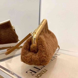 Fendi Small First Bag In Brown Wool Sheepskin