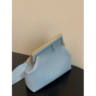 Fendi Small First Bag In Light Blue Nappa Leather
